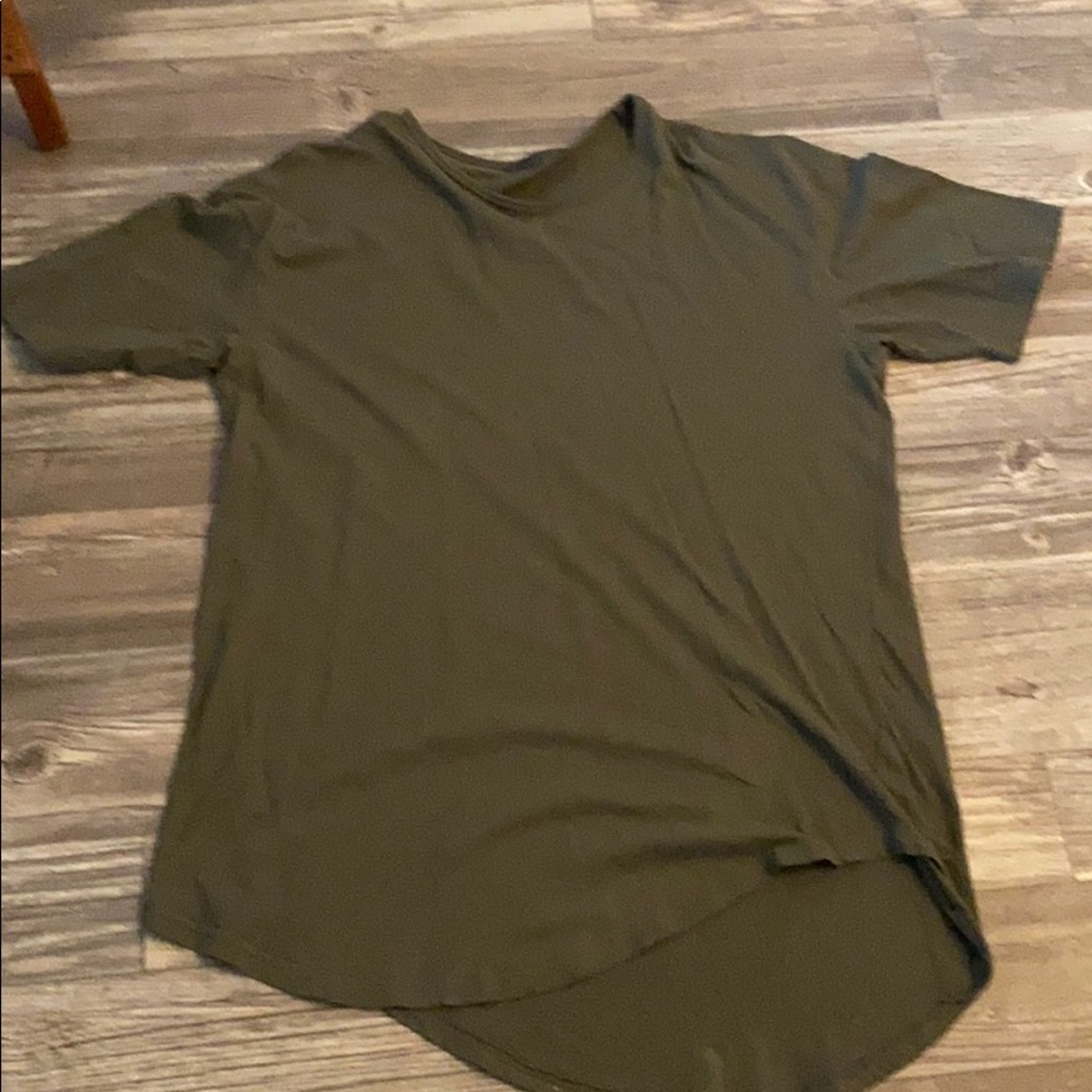 olive scoop neck high low shirt